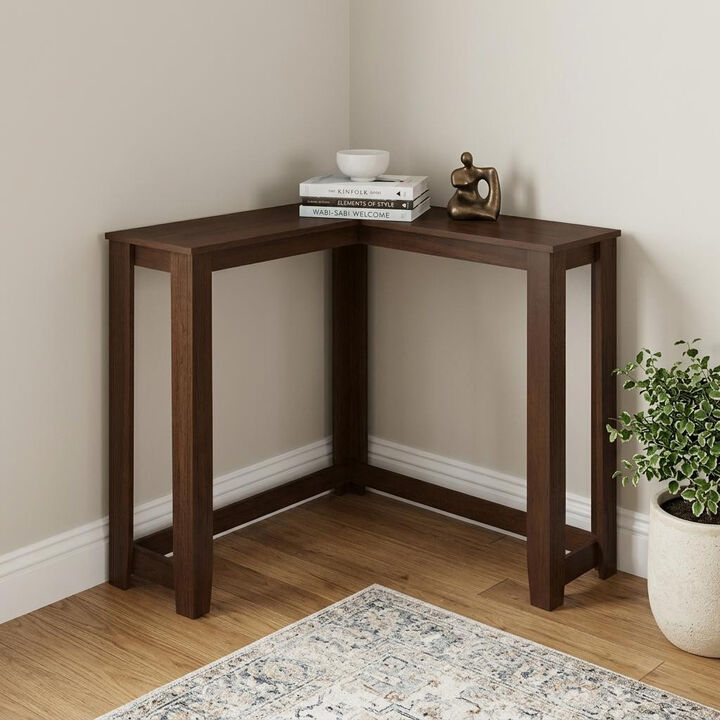 HomeRoots 36" Brown Wood Corner Frame Console Table