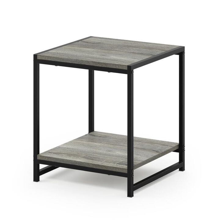 Furinno FM19122GYW Camnus Modern Living 2-Tier End Table, French Oak Grey, 15.9 in x 15.75 in x 18 in