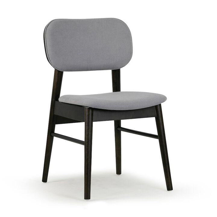 Glamour Home Set of 2 Babette Gray Fabric Dining Chair with Black Wood Legs