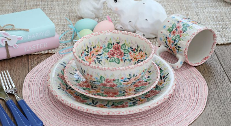 Blue Rose Polish Pottery Fairy Meadow Cereal/Soup Bowl