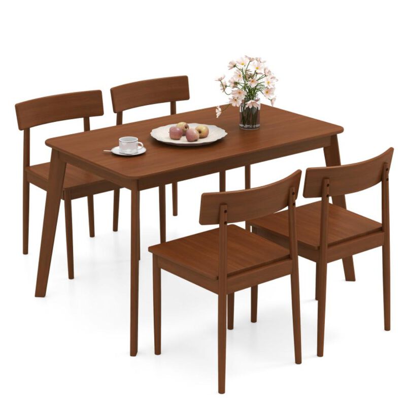 Hivvago 5 Piece Wood Dining Table Set with Rubber Wood Frame and 4 Chairs