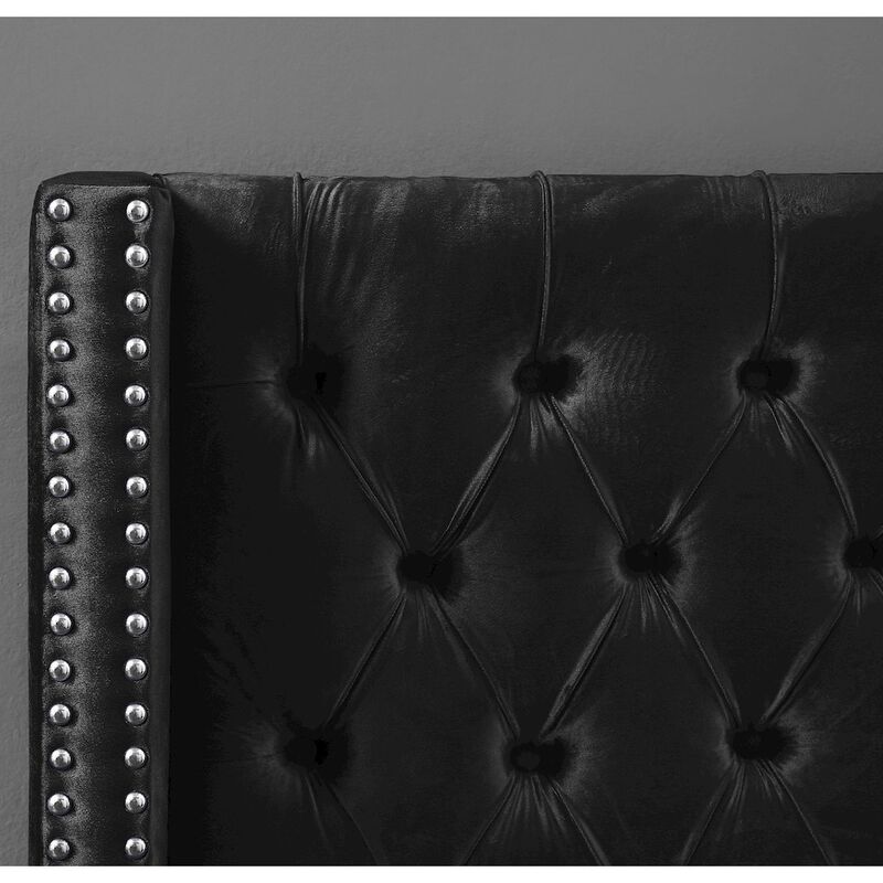 Meridian Furniture Aiden Black Velvet King Bed