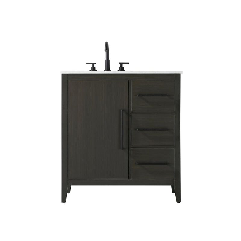 Elegant Kitchen and Bath 32 Inch Single Bathroom Vanity In Mocha Brown