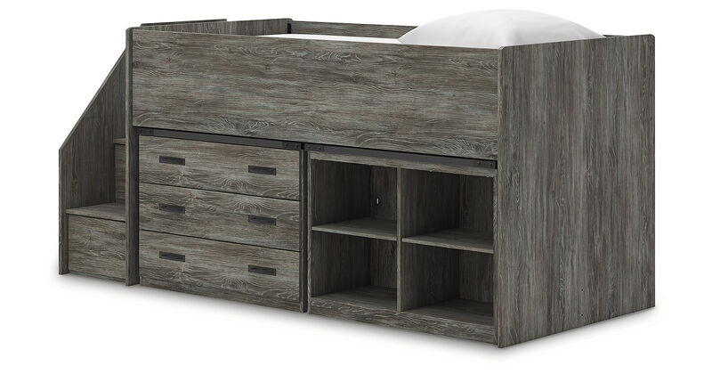 Frandern Twin Loft Bed with Bookcase and Drawer Storage image number 3