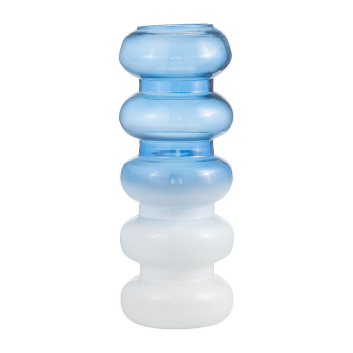 Glass 17H Accordion Vase, Blue