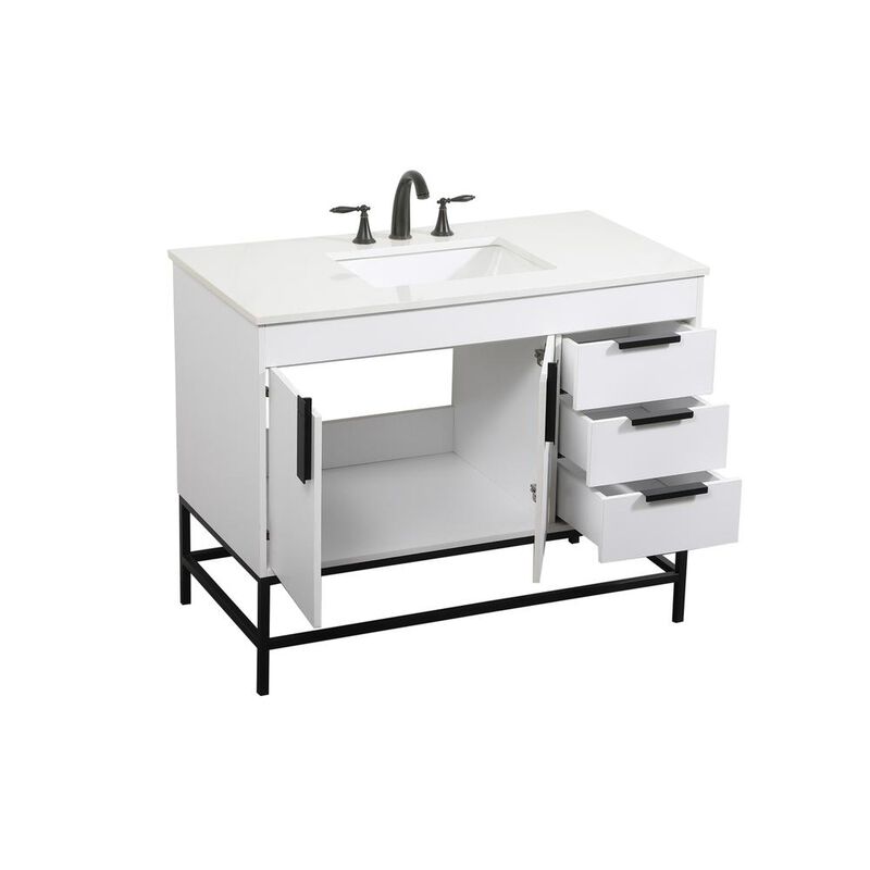 Elegant Kitchen and Bath 42 inch Single bathroom vanity in white