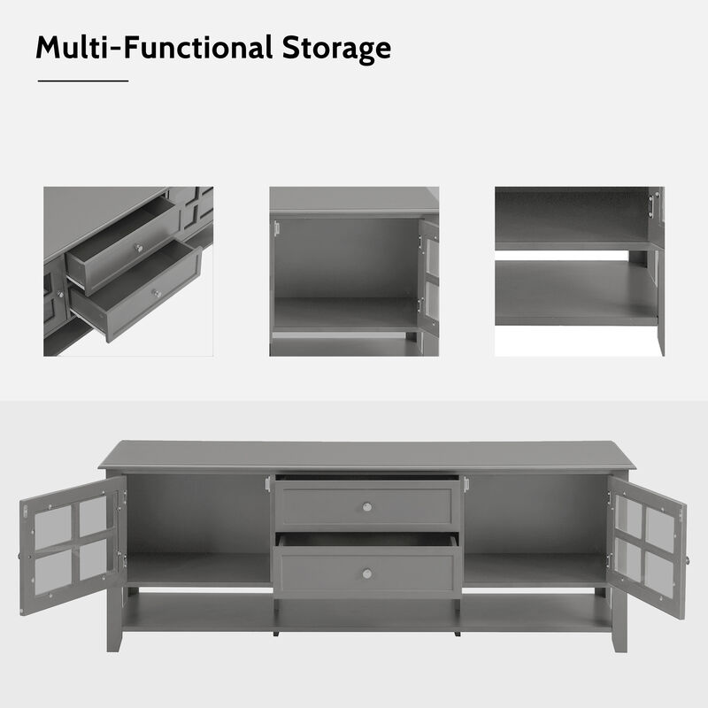 TV Stand for TVs up to 60'', Entertainment Center with Multifunctional Storage Space, TV Cabinet with Modern Design, Media Console for Living Room, Bedroom