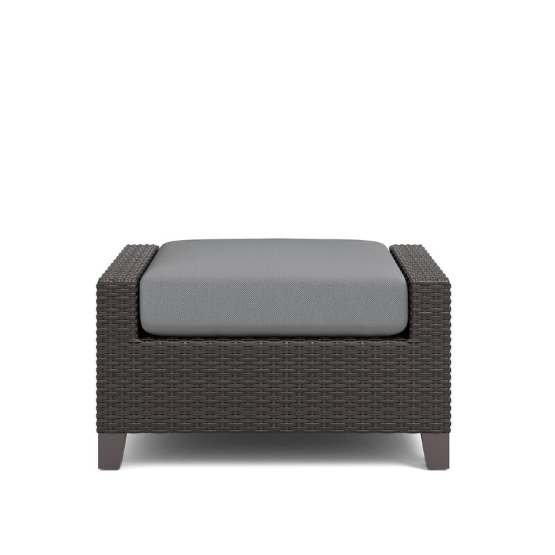 Kyl Outdoor Ottoman Set of 2, 29 Inch Gray Cushioned Top w Woven Frame - Benzara