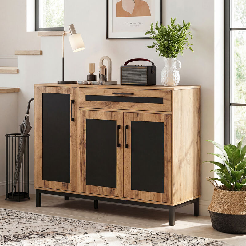 Natural 48" Buffet Cabinet with Drawer and Metal Leg Sideboard image number 5