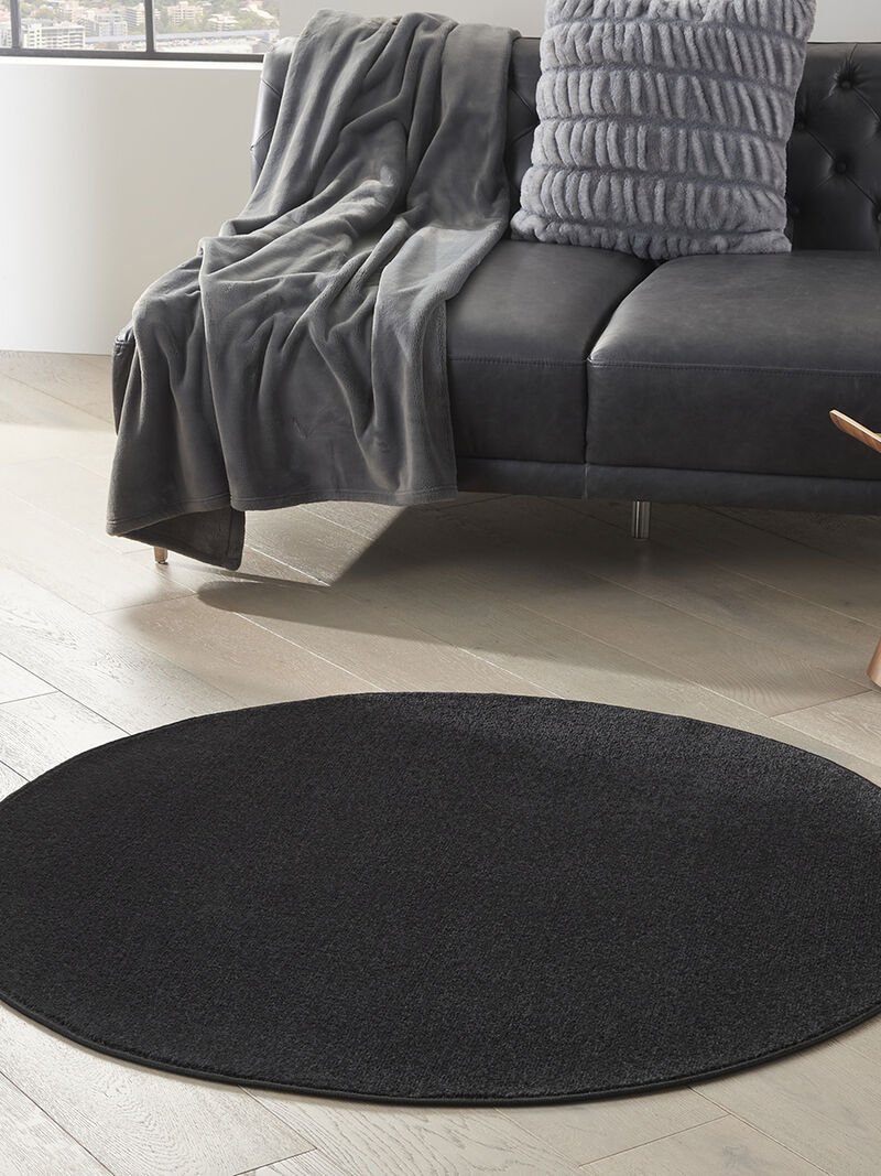 Nourison Essentials NRE01 Black 4' x Round Rug image number 7