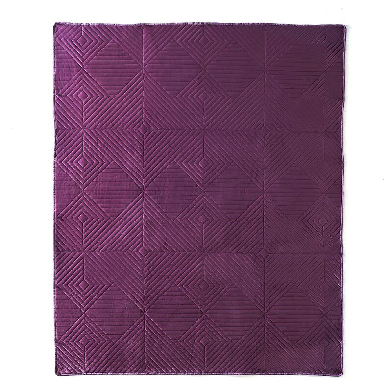 Rio 60 Inch Quilted Throw Blanket, Diamond Stitching, Purple Dutch Velvet-Benzara