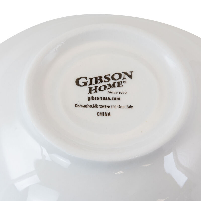 Gibson Home Noble Court 7 Inch Fine Ceramic Bowls in White 12 Piece Set
