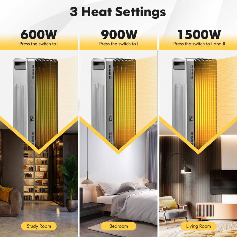 Portable Oil-Filled Radiator Heater for Home and Office