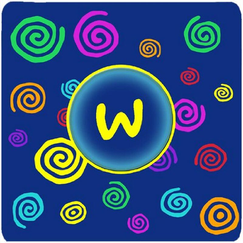 Caroline's Treasures CJ1011-WFC Monogram-Blue Swirls Foam Coasters (Set of 4), Initial Letter W, 3.5 H x 3.5 W, Multicolor