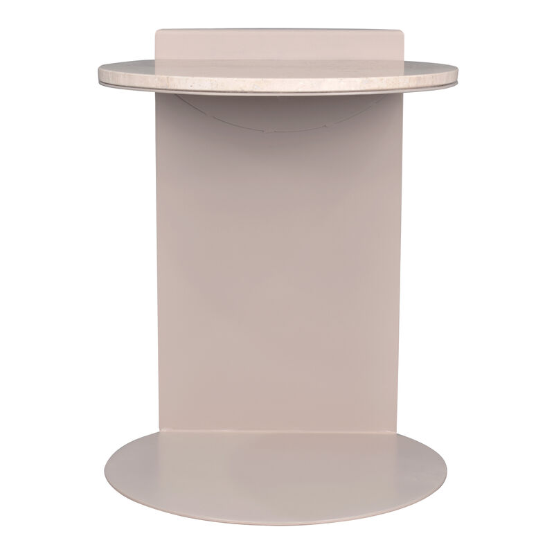 Evelyn 16" Contemporary Natural Marble/Metal Handmade C-Shaped End Table