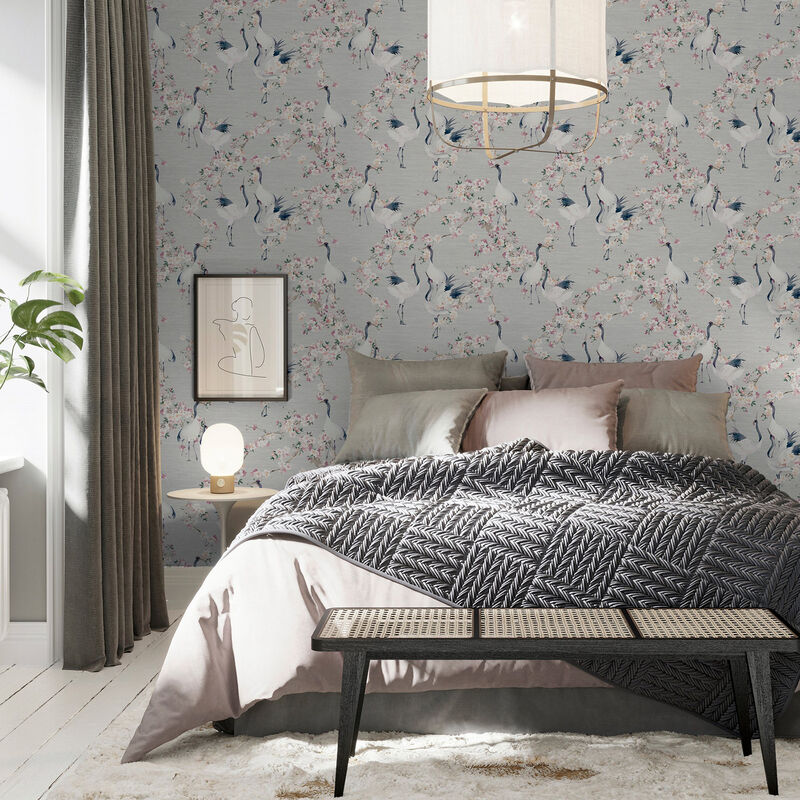 Harumi Light Grey Blossom Wallpaper image number 6
