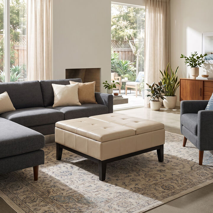 Simpli Home Dover Square Coffee Table Storage Ottoman