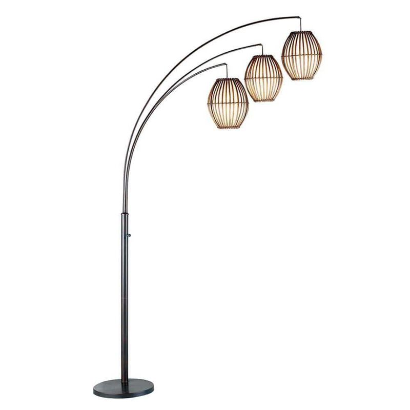 Hivvago Modern Mid-Century Bohemian 82-inch Arch Floor Lamp with 3 Barrel Lights