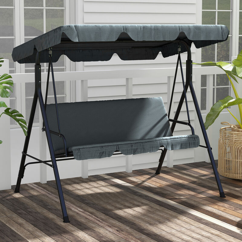 Hivvago 3-Seat Outdoor Patio Swing with Cushion and Canopy image number 1