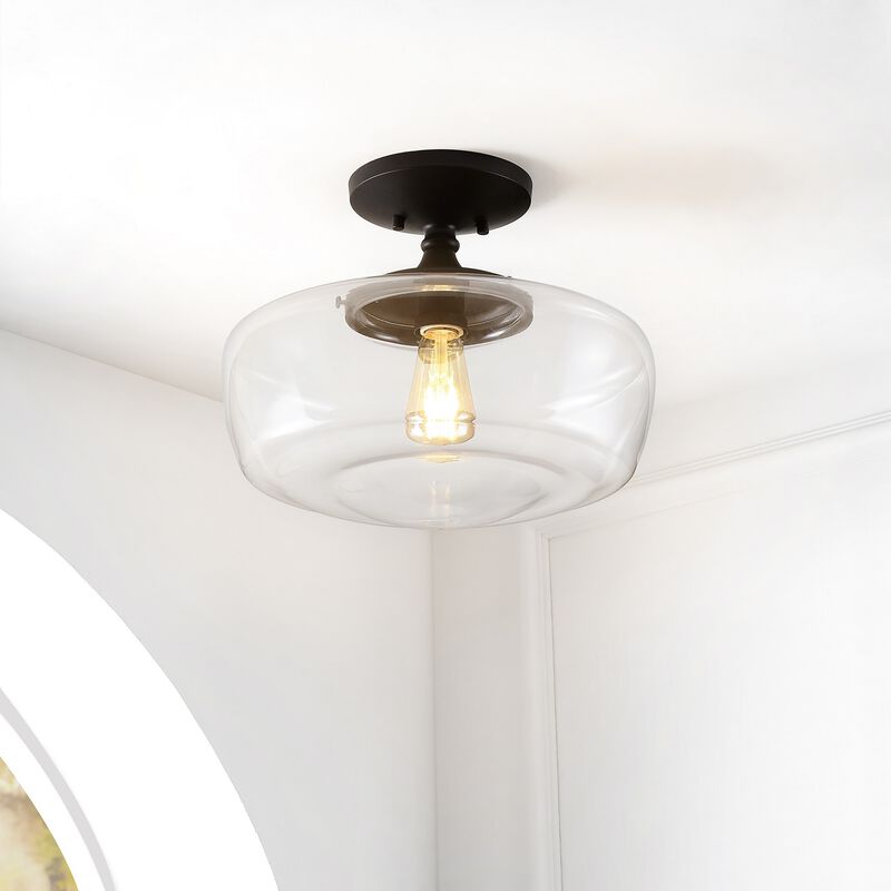 Marfa Glass/Iron Farmhouse Modern LED Flush Mount