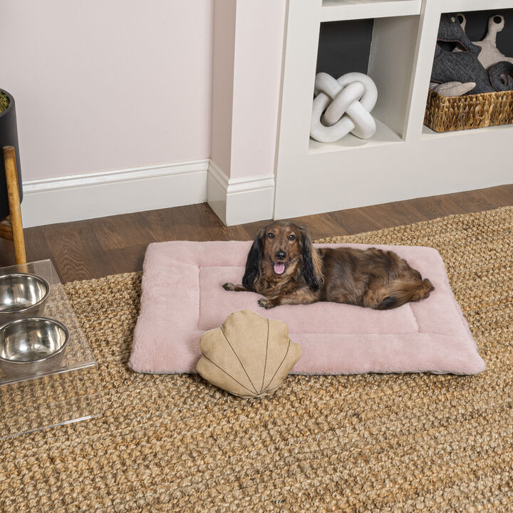 Flora Classic Cottage Linen/Plush Ultra Soft Reversible Pet Bed & Crate Mat with Washable Cover