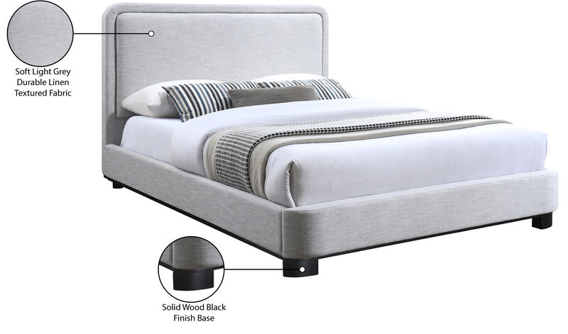 Meridian Furniture Nolita Grey Linen Textured Fabric King Bed