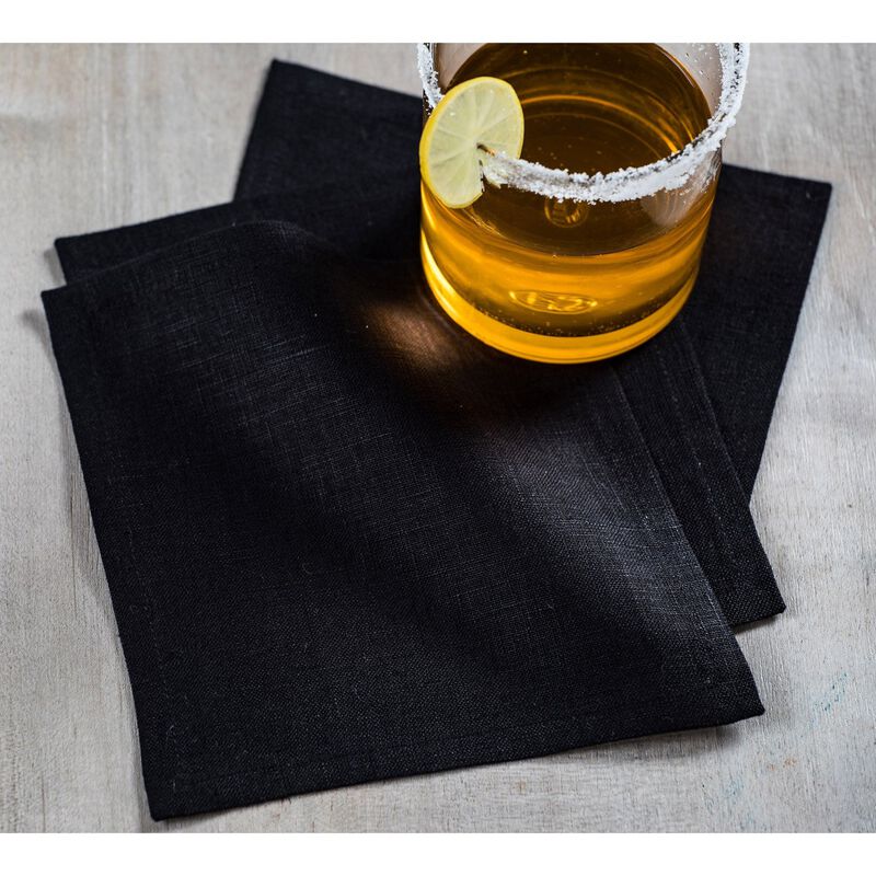 Solino Home Fete 100% Linen Cocktail Napkins &ndash; Set of 12, 6 x 6 in, Machine Washable, Holiday and Everyday Dining