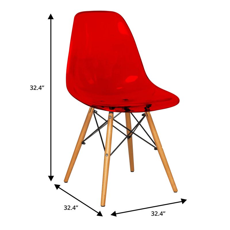 LeisureMod Dover Plastic Molded Dining Side Chair, Set of 4