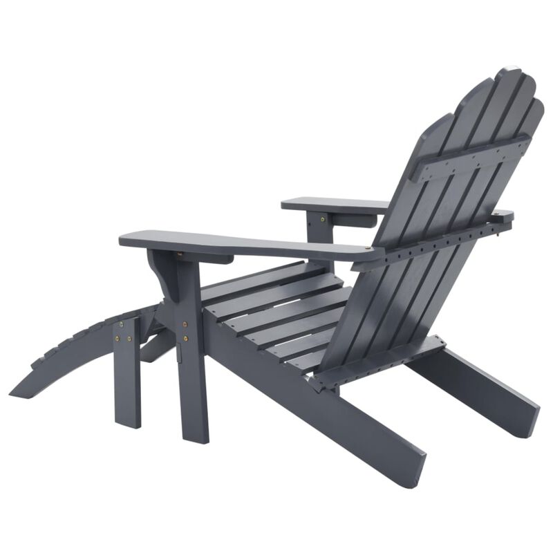 vidaXL Garden Chair with Ottoman Wood Gray