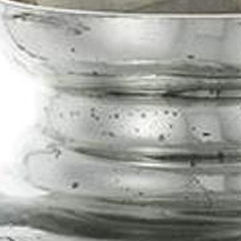HomeRoots 20" Antiqued Silver Etched Floral Glass Round Table Vase image number 2