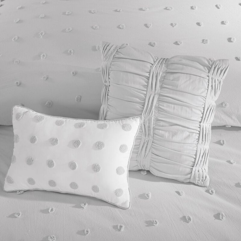 Gracie Mills Grady Elegance Defined Cotton Jacquard Comforter Set with Euro Shams and Throw Pillows