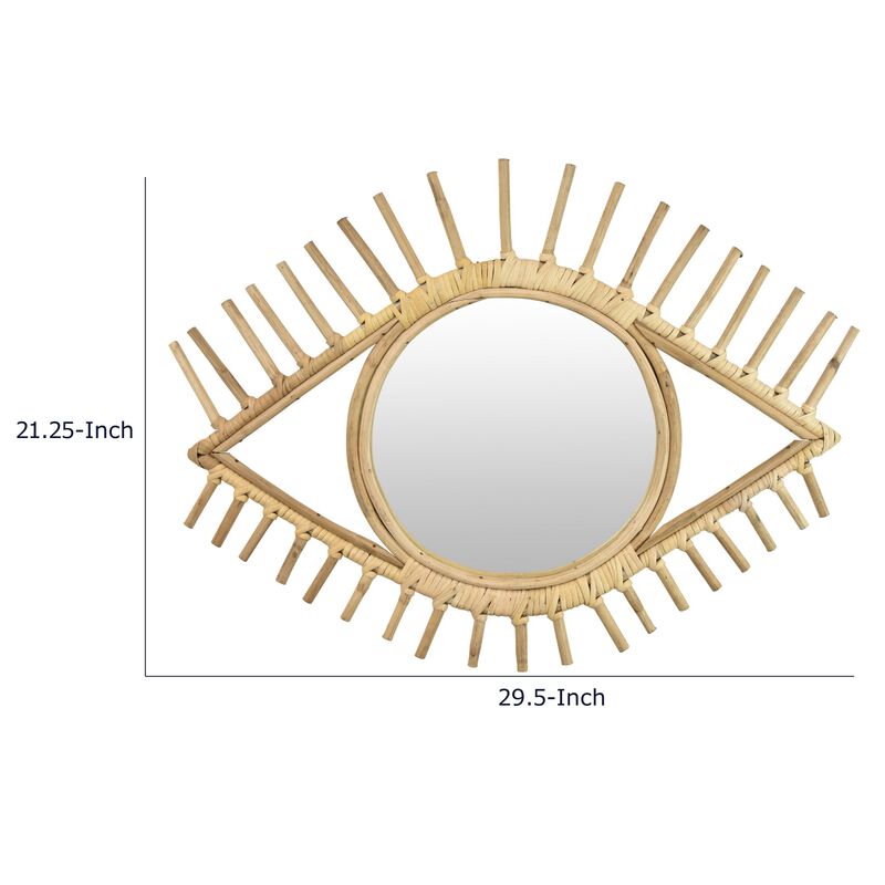 Greta Eye-Shaped Wall-Mounted Mirror, Sunburst Frame, Natural Fiber image number 7