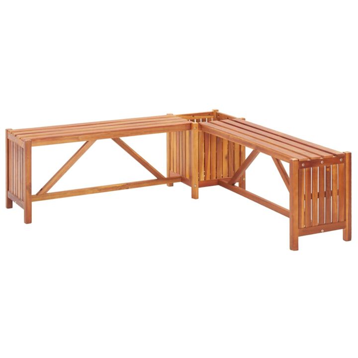 vidaXL Solid Acacia Wood Patio Corner Bench with Planter - Weather-Resistant Outdoor Seating - Versatile Garden and Deck Furniture with Planter Box - 46"x46"x15.7"