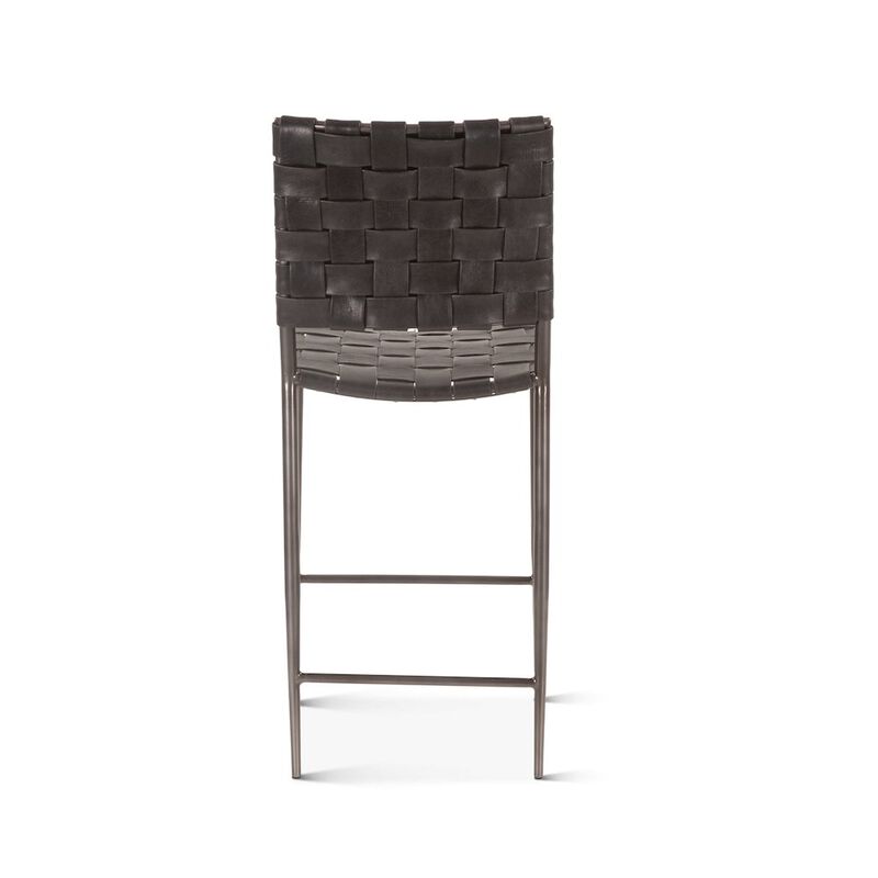 World Interiors Lund 17in Buffalo Leather and Iron Counter Chair Black