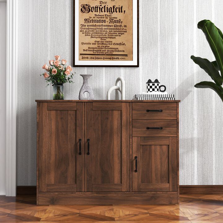 Clihome Modern Wood Buffet Sideboard with 2 Doors&1 Storage and 2drawers -Entryway Serving Storage Cabinet Doors-Dining Room Console, 43.3 Inch