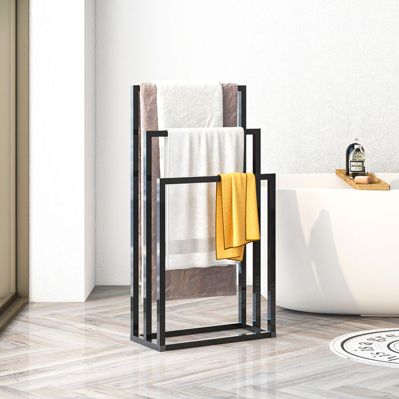 Hivvago 3 Tiers Free Standing Chrome Finished Metal Towel Rack Bathroom Organizer