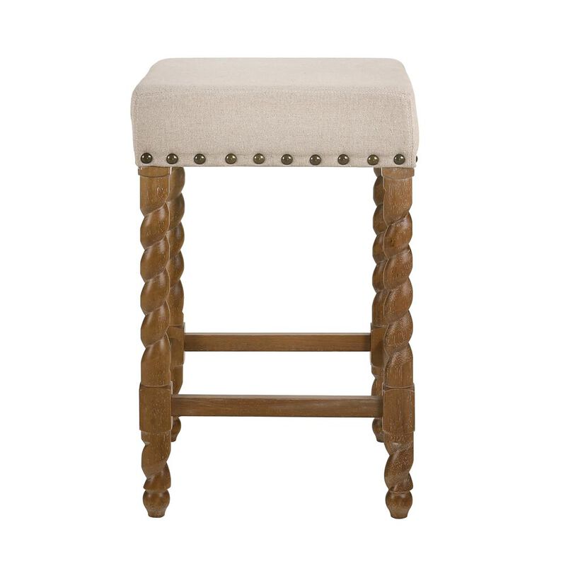 Carolina Living Remick 24 Counter Stool - Natural Oak - Linen Upholstery