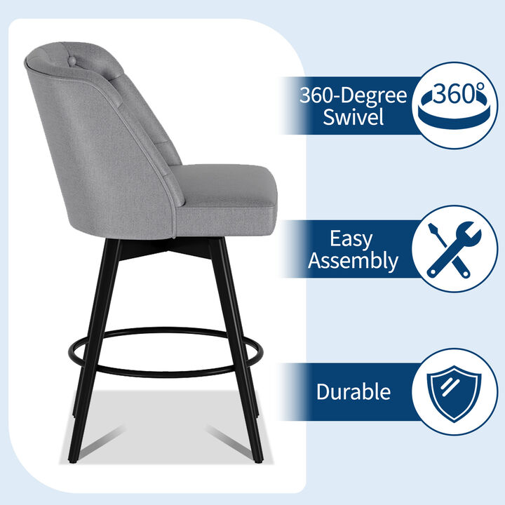 2‑Pack Swivel Bar Stools with Backs &ndash; 26" Counter Height, Modern Kitchen Island Chairs for Home Bar & Kitchen