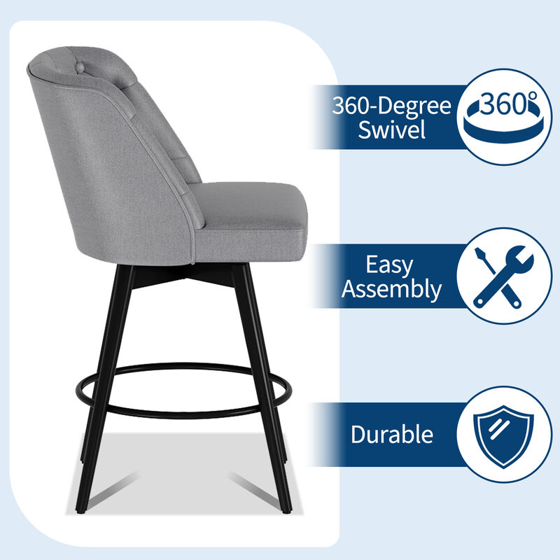 2‑Pack Swivel Bar Stools with Backs &ndash; 26" Counter Height, Modern Kitchen Island Chairs for Home Bar & Kitchen image number 1