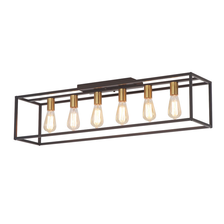 6 Lights Farmhouse Flush Mount Light for Low Ceiling Kitchen Island Style
