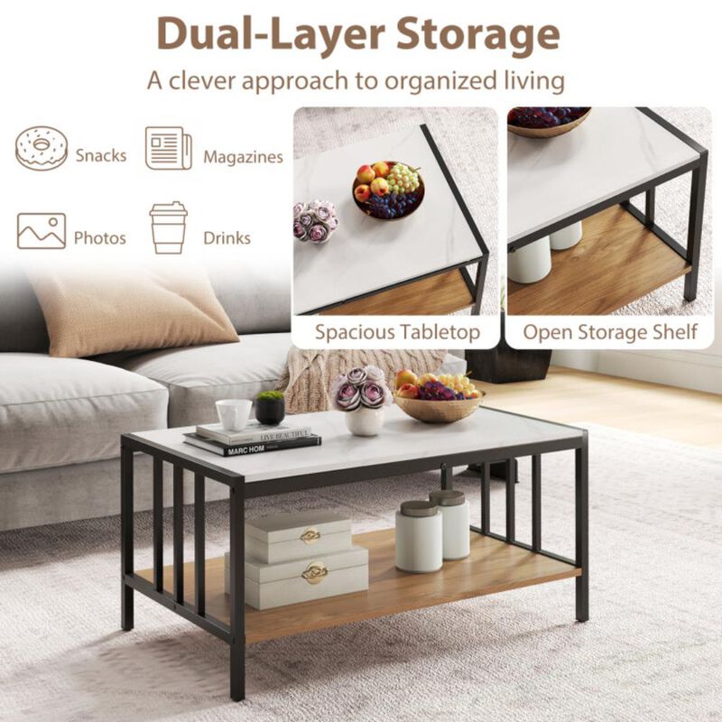 Hivvago 2 Tier Coffee Table with Sintered Stone Tabletop