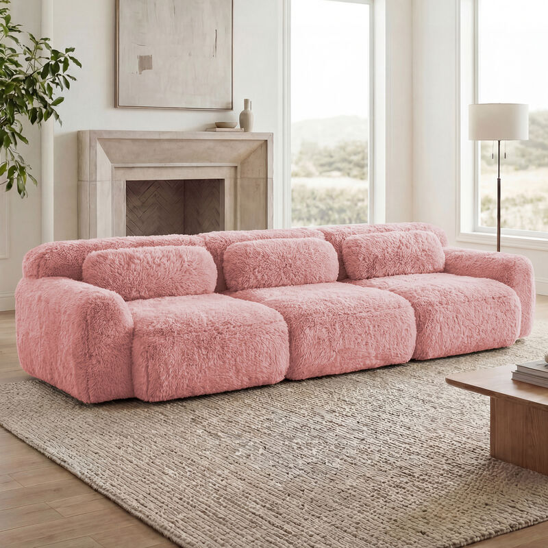 Merax Soft And Fluffy Plush Fabric,Modular Sectional Sofa Couches,Ergonomic Design image number 2