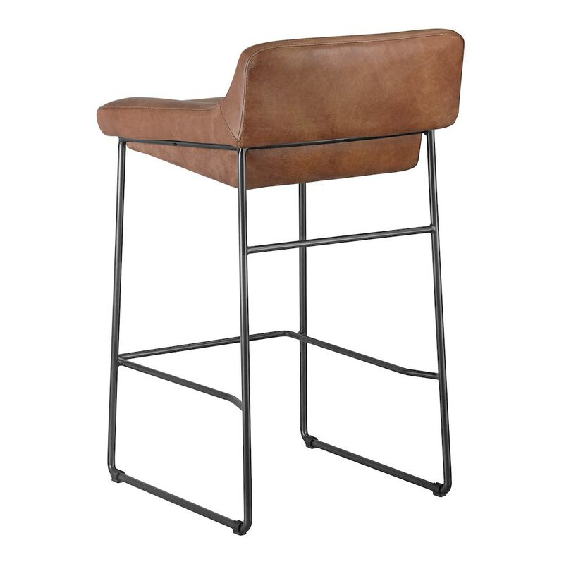 Starlight Canyon Home Brown Bar Stools Set of 2 Faux Leather Seating with Iron Frame Design image number 4