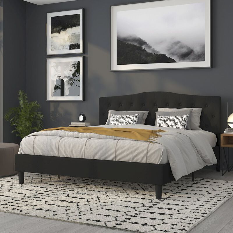 Flash Furniture Tufted Upholstered King Size Headboard in Black Fabric image number 6