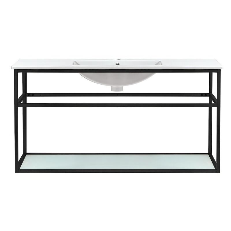 Pierre 48 Single, Metal Frame, Open Shelf, Bathroom Vanity image number 0