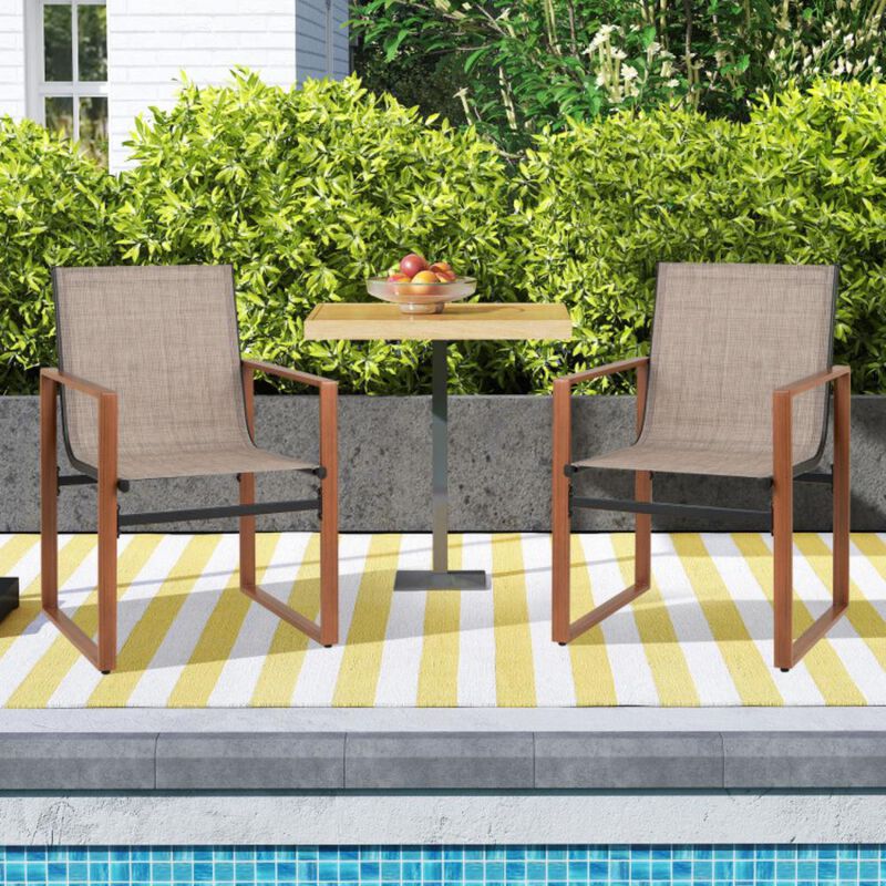 Hivvago Outdoor Dining Chairs with Breathable Seat and Backrest Set of 2