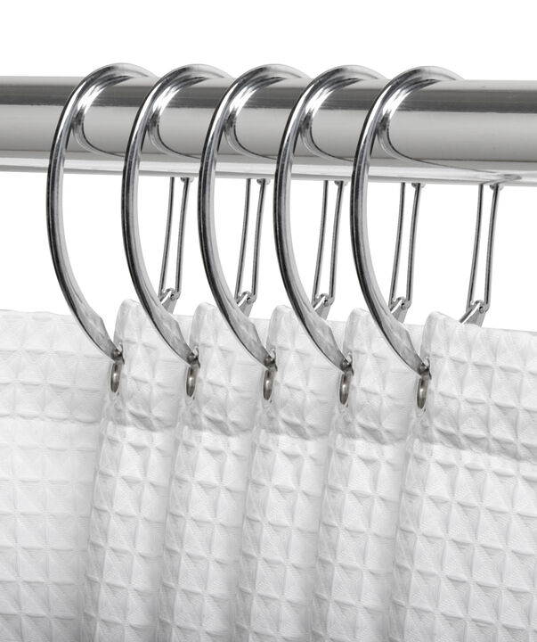 Utopia Alley Rust-Proof Zinc Shower Curtain Hooks with Clasp Closure, Shower Hooks Hangers for Bathroom, Kitchen Utensils, Curtains, Clothing, Towels etc - Set of 12