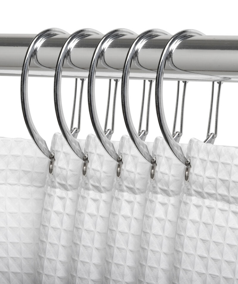 12-Piece Proof Zinc Shower Curtain Hooks with Clasp Closure image number 1