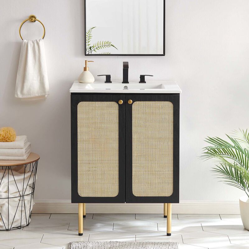 Modway Chaucer 24&rdquo; Bathroom Vanity Cabinet in Black (Sink Basin Not Included), 24 Inches image number 9