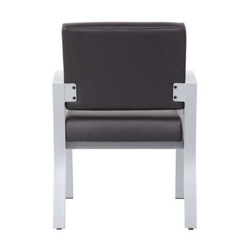 Reception Chair, Brushed Nickel Aluminum, Black Antimicrobial Vinyl image number 5
